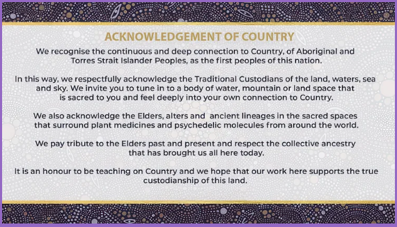 Acknowledgement of Country: recognising the continuous and deep connection to Country of Aboriginal and Torres Strait Islander Peoples, and the Traditional Custodians of the land, waters, sea and sky.