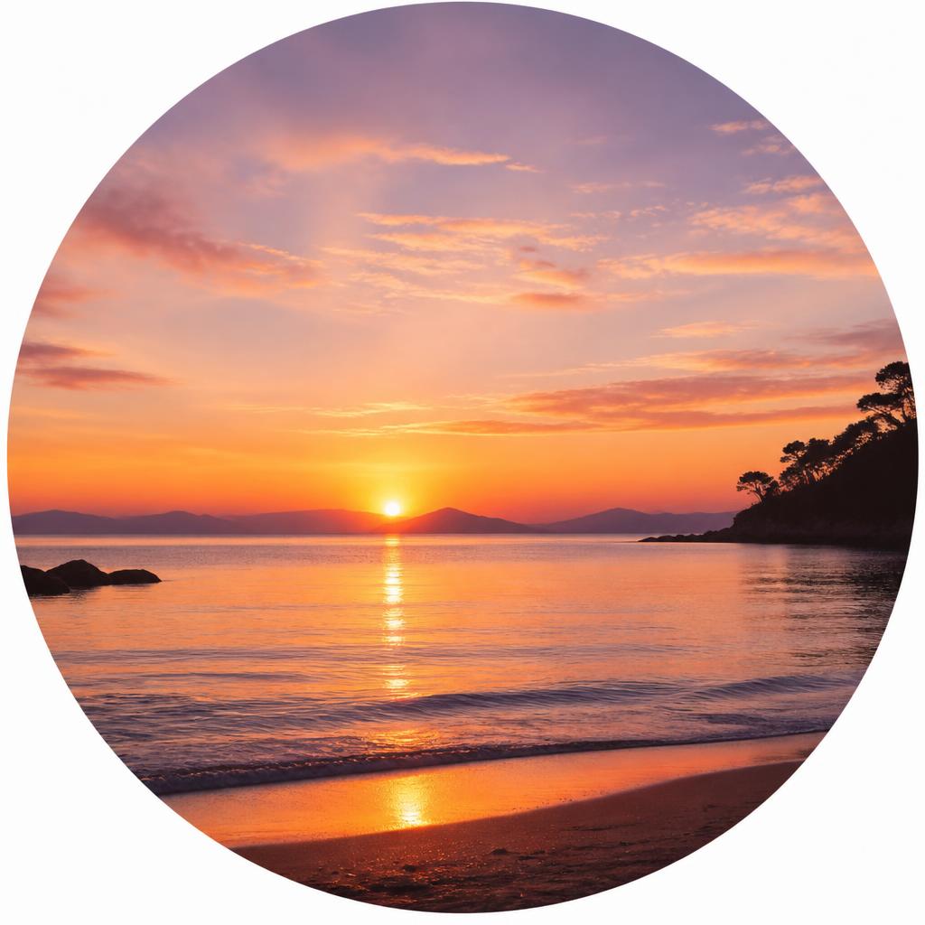 Sunset over a calm waterfront retreat sanctuary